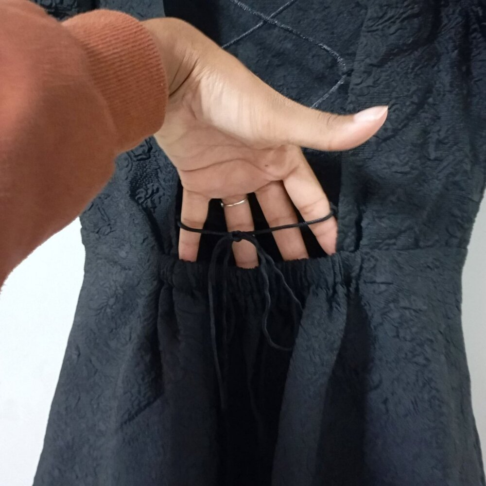 Simonett Beya Dress Black Size S Puff Sleeve Textured Fabricv Womens - Picture 8 of 11